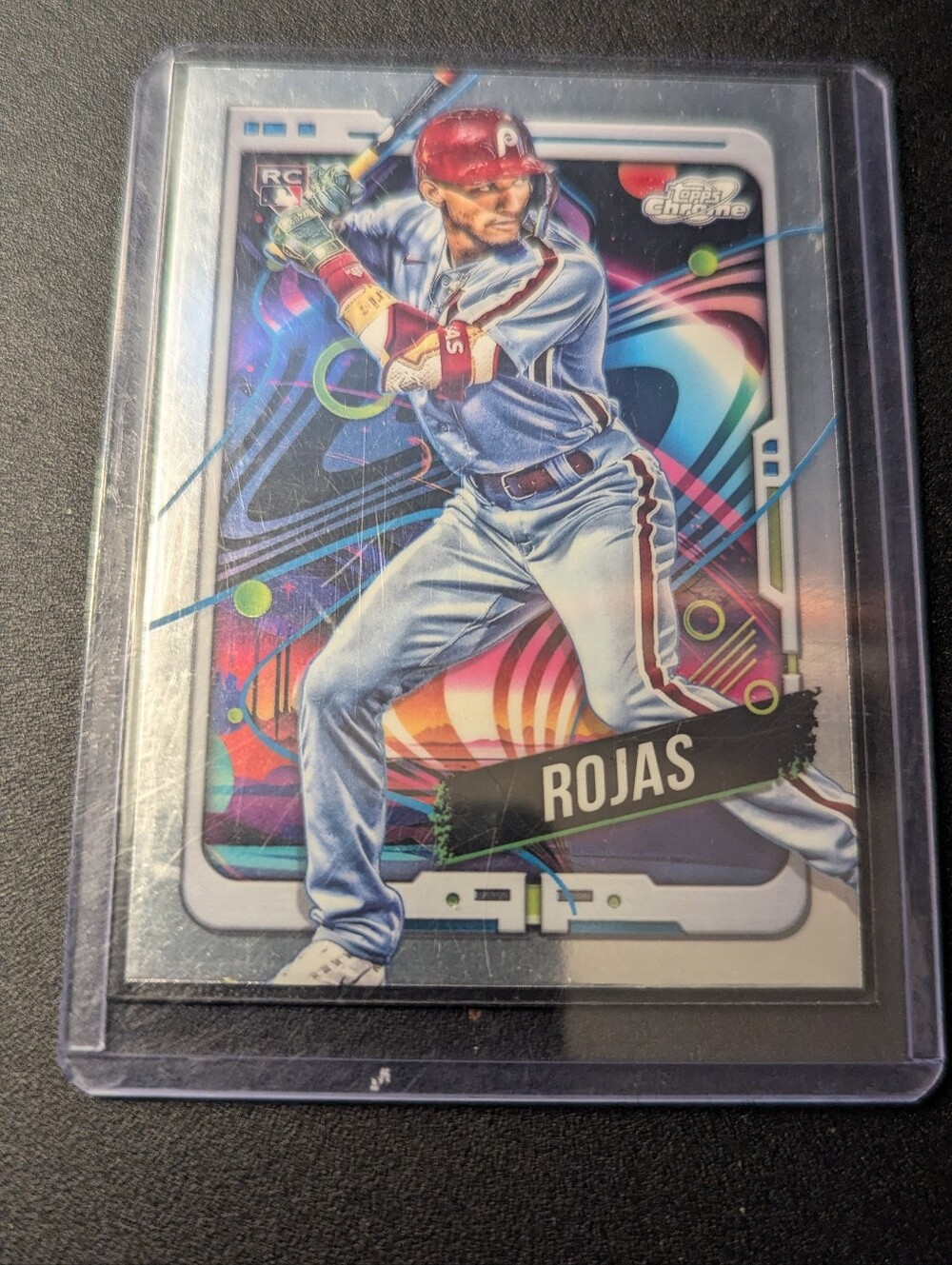 Rojas Topps Chrome Baseball Card - Colorful Rookie Design